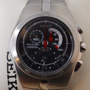 Seiko Arctura SNL003 Kinetic Chronograph Black Dial New Capacitor